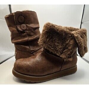 SKECHERS AUSTRALIA Chestnut Women's SZ 8 Button Mid Calf Faux Fur Boot